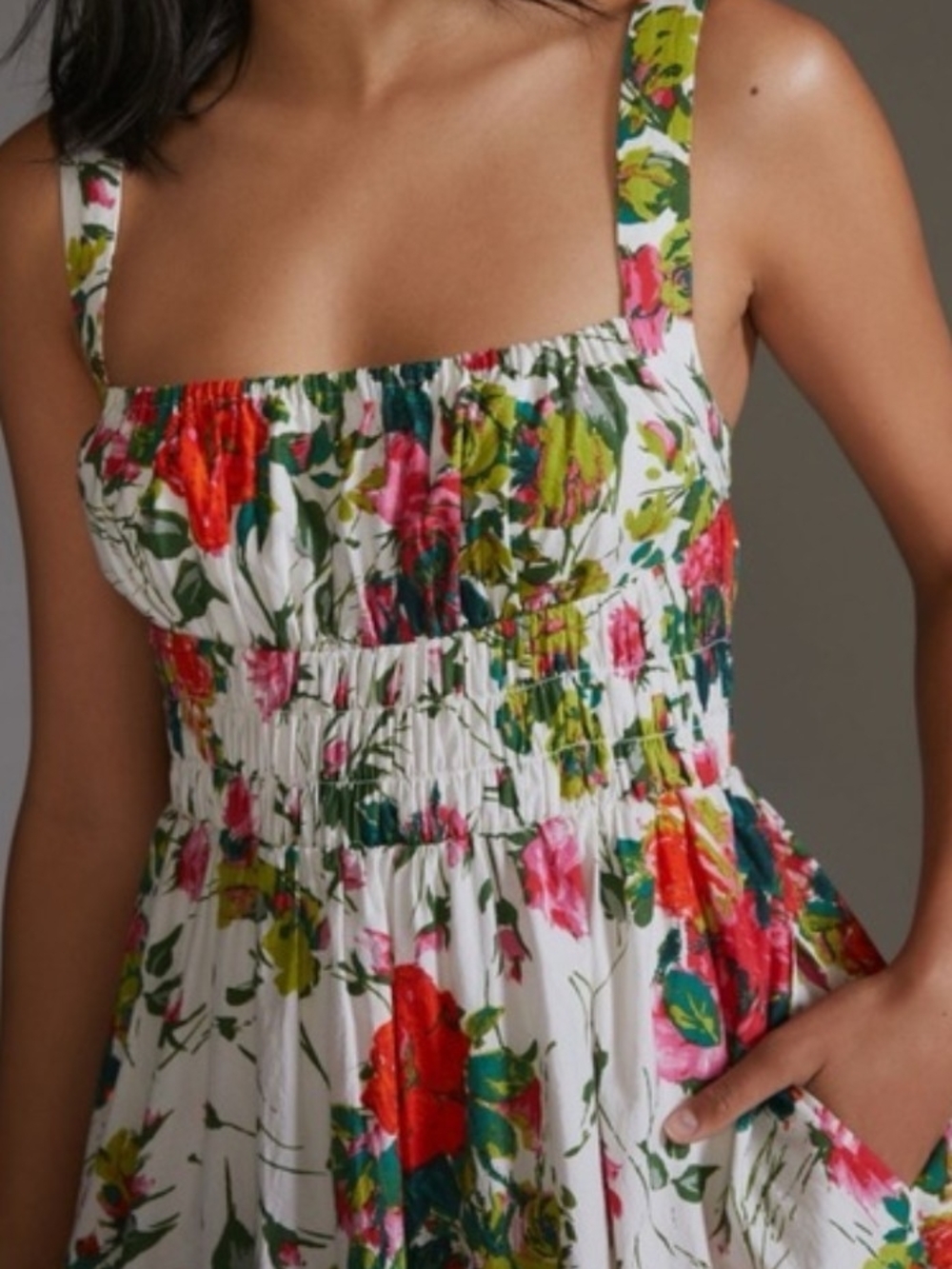 Anthropologie A-line, Corset Floral Midi Dress Size 4 - Picture 3 of 13
